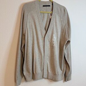 🆕 Perry Ellis Taupe Heather Button-Front Cardigan Sweater XXL – Modern Classic